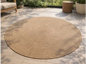 Venkovní/vnitřní koberec kulatý Kenzy 120 cm, přírodní kruhy