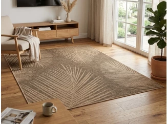 Venkovní/vnitřní koberec Kenzy 80x150 cm, béžový s listy