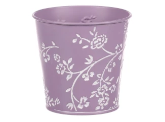 Obal na květináč fialový s bílými růžemi, 11 cm