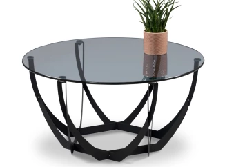 Konferenční stolek Maya, 80 cm, černý/šedé sklo