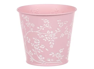 Obal na květináč růžový s bílými růžemi, 14 cm