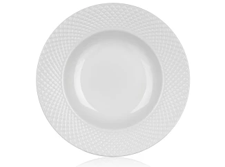 Hluboký talíř Diamond Line, bílý s reliéfem