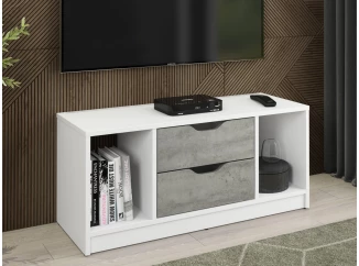TV stolek Sten 100 cm, bílý/šedý beton