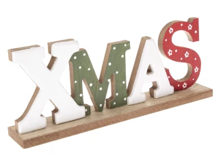 Vánoční dekorace Nápis XMAS, dřevěný