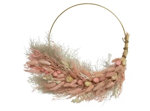 Dekorační věnec Sušené trávy 30 cm, růžový