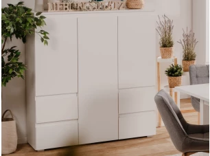 Vysoká komoda se zásuvkami Image 116 cm, bílá