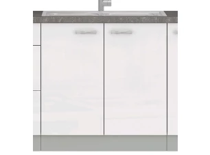Kuchyňská dřezová skříňka Bianka 80ZL, 80 cm, bílý lesk