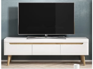 Široká TV skříňka Nordi, 160 cm, dub riviera/bílá lesk
