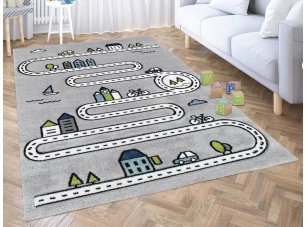 Dětský koberec Indigo Kids 120x170 cm, silnice města, šedý