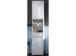 Koupelnová vysoká skříňka Spice, lesklá bílá