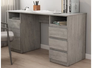 Psací stůl se 3 zásuvkami Carlos, šedý beton