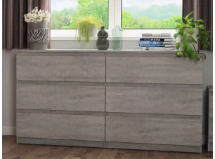 Široká komoda Carlos, šedý beton, 150 cm