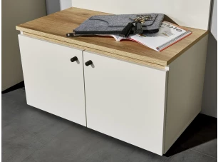 Předsíňová lavice s úložným prostorem Lime 70 cm, béžová kašmír/dub evoke