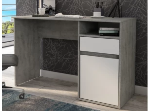 Psací stůl se zásuvkou Carlos, šedý beton/bílá
