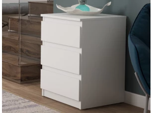 Skříňka/vysoký noční stolek Carlos 40 cm, bílá, 3 zásuvky