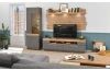 Vysoká vitrína Lucera, dub artisan/šedá, s osvětlením