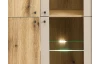 Vitrínová skříňka Cube, dub evoke/pískově šedá, s osvětlením