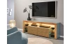 TV stolek Goal, šalvějově zelená/dub evoke, s osvětlením