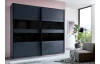 Šatní skříň Easy Plus, šířka 225 cm/extra výška 236 cm, grafit/sklo