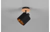Nástěnná lampa Tommy, černo-zlatá se dřevem